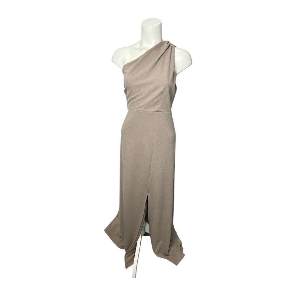 Birdy Gray Taupe One Shoulder KIRA Dress‎ Crepe Sz XL